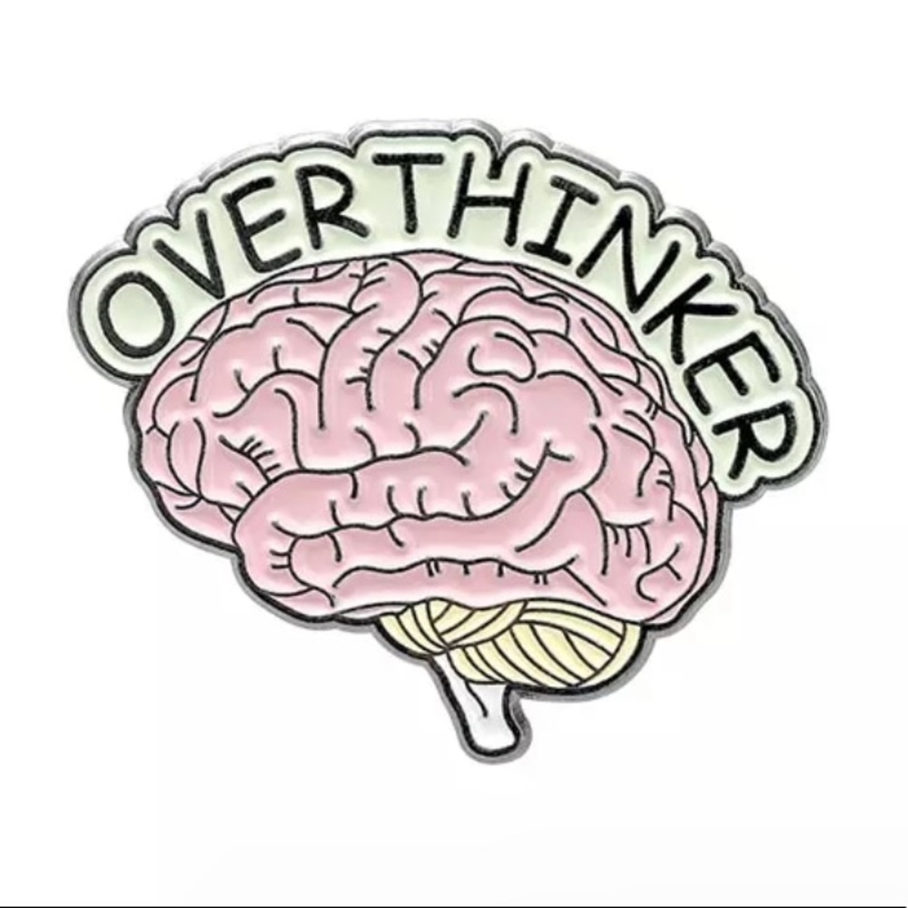 Overthinker Brain Enamel Pin Nerdy Anatomical Anxiety Psychology Metal Badge